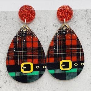 Wooden Water Drop Earrings and Belt Buckle